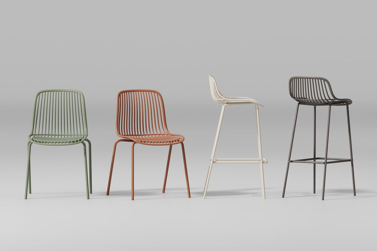 Silla para Bar Tulum, Color Taupe, Diseño Moderno