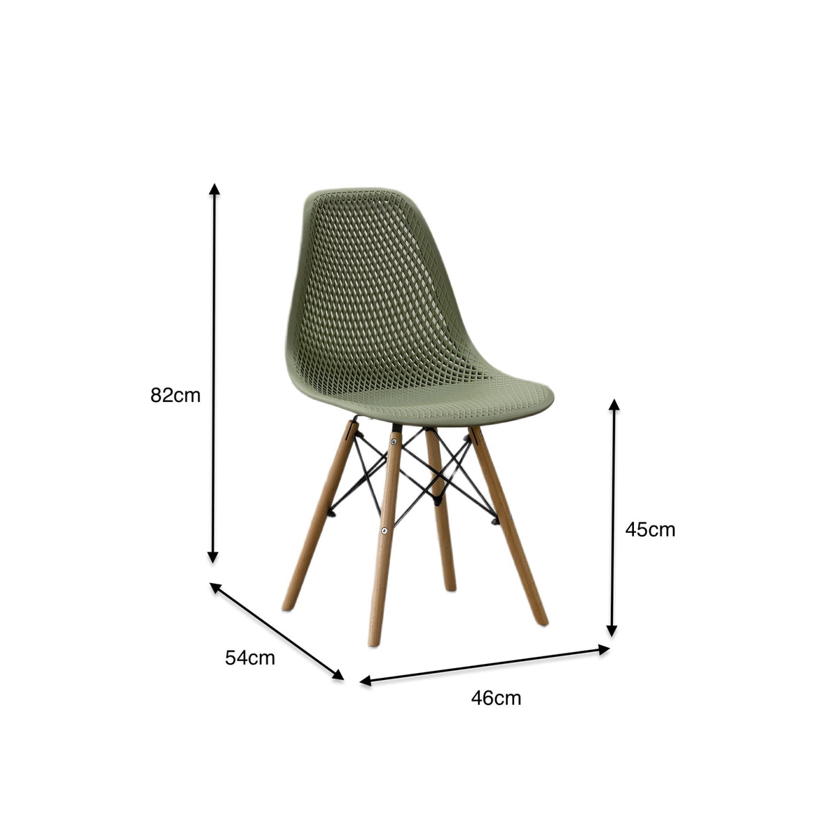 Silla Aira, Color Verde, con Espaldar y Patas en Madera