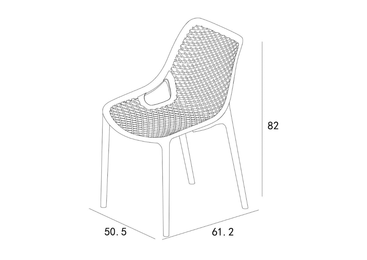 Silla Miame, Negro, con Espaldar y Reposa Brazos, vista superior