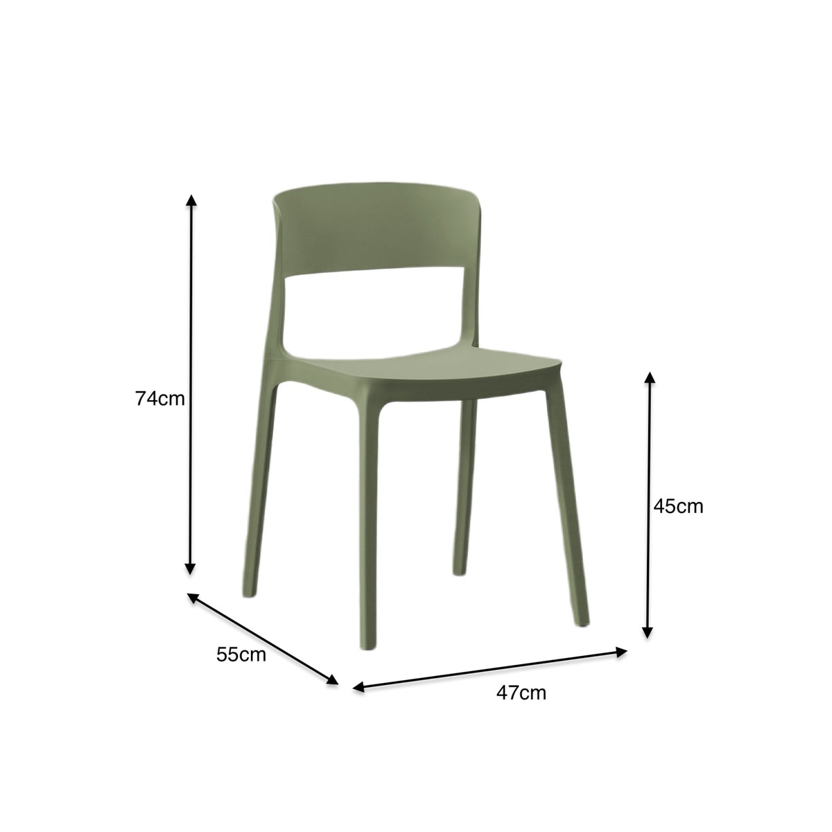 Silla Mónaco, Color Verde, con Espaldar y Diseño Moderno