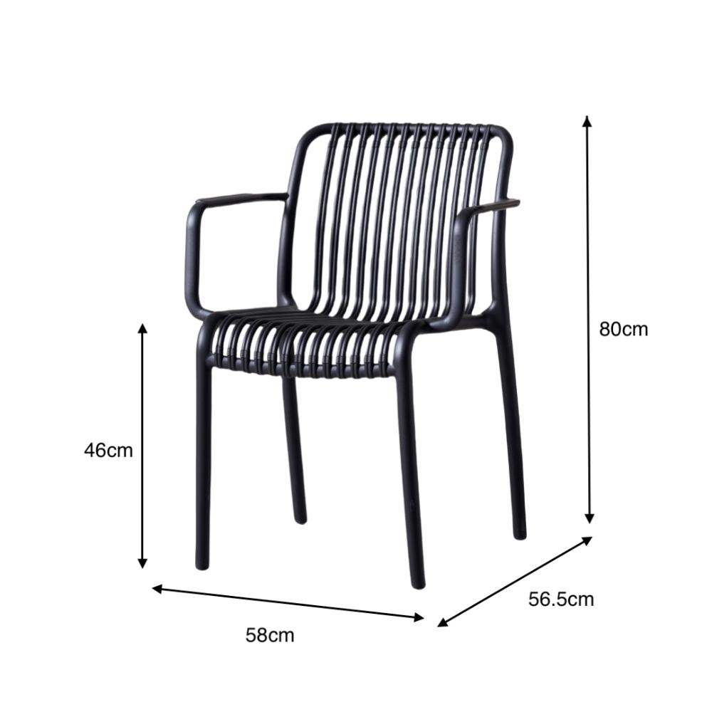 Silla Terra con Brazos, Color Negro, con Espaldar