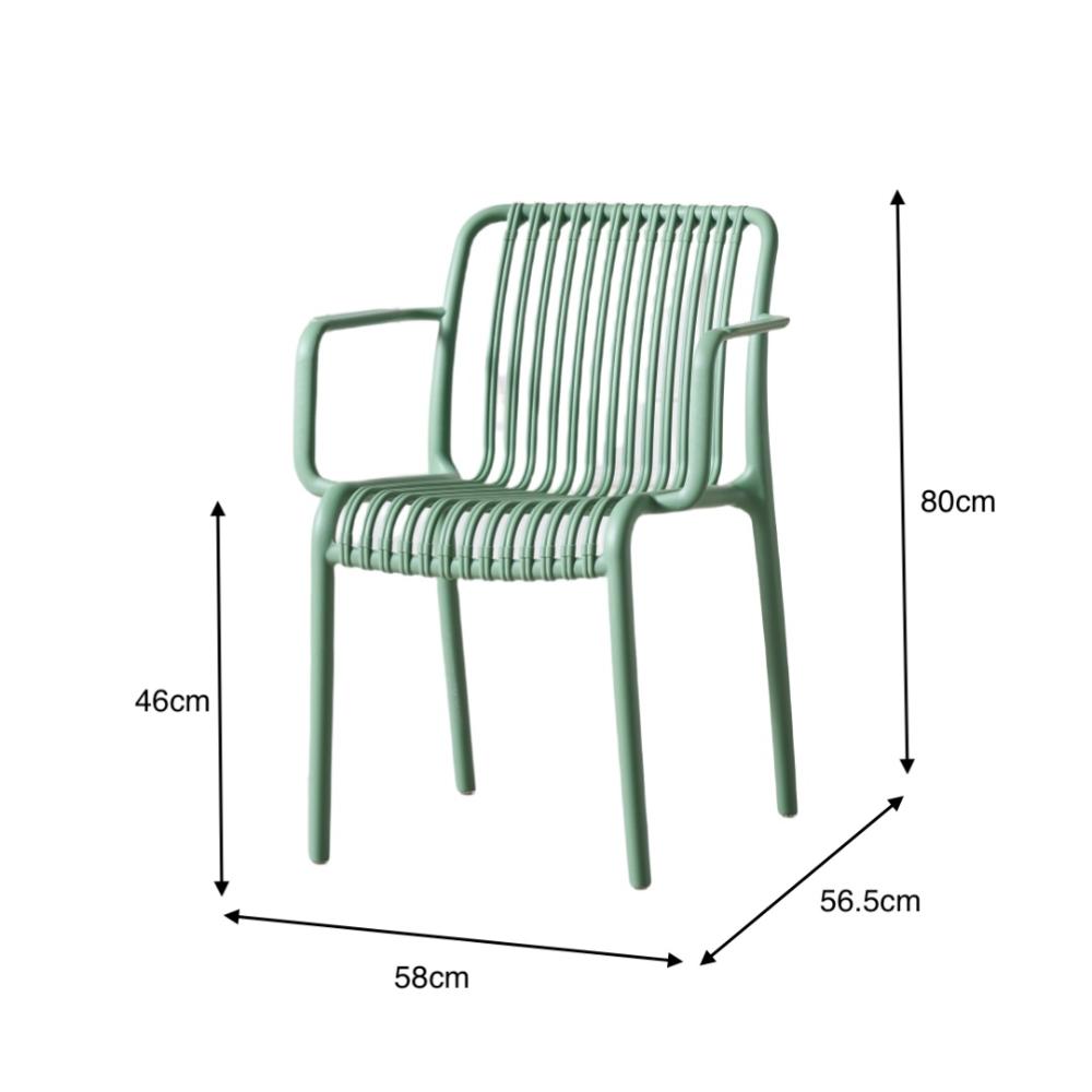 Silla Terra con Brazos, Color Verde Olivo, con Espaldar