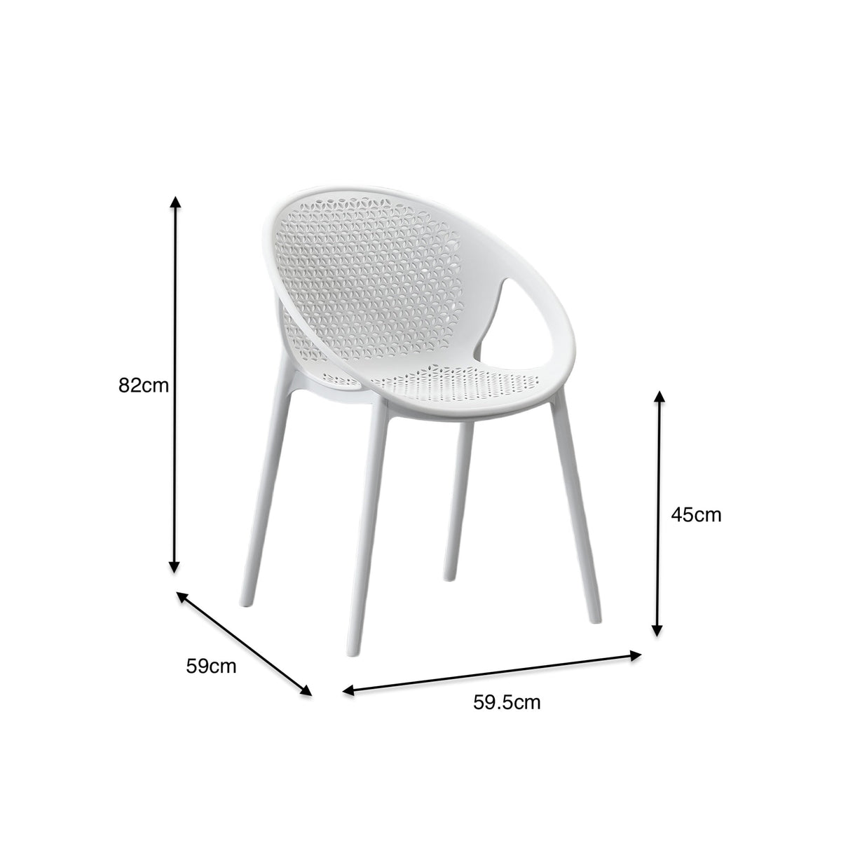 Silla Selva con Brazos, Color Blanco, con Espaldar