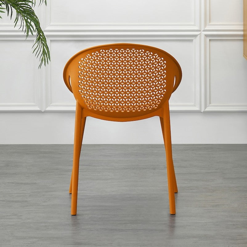 Set de 4 Sillas Selva con Brazos, Color Naranja, con Espaldar