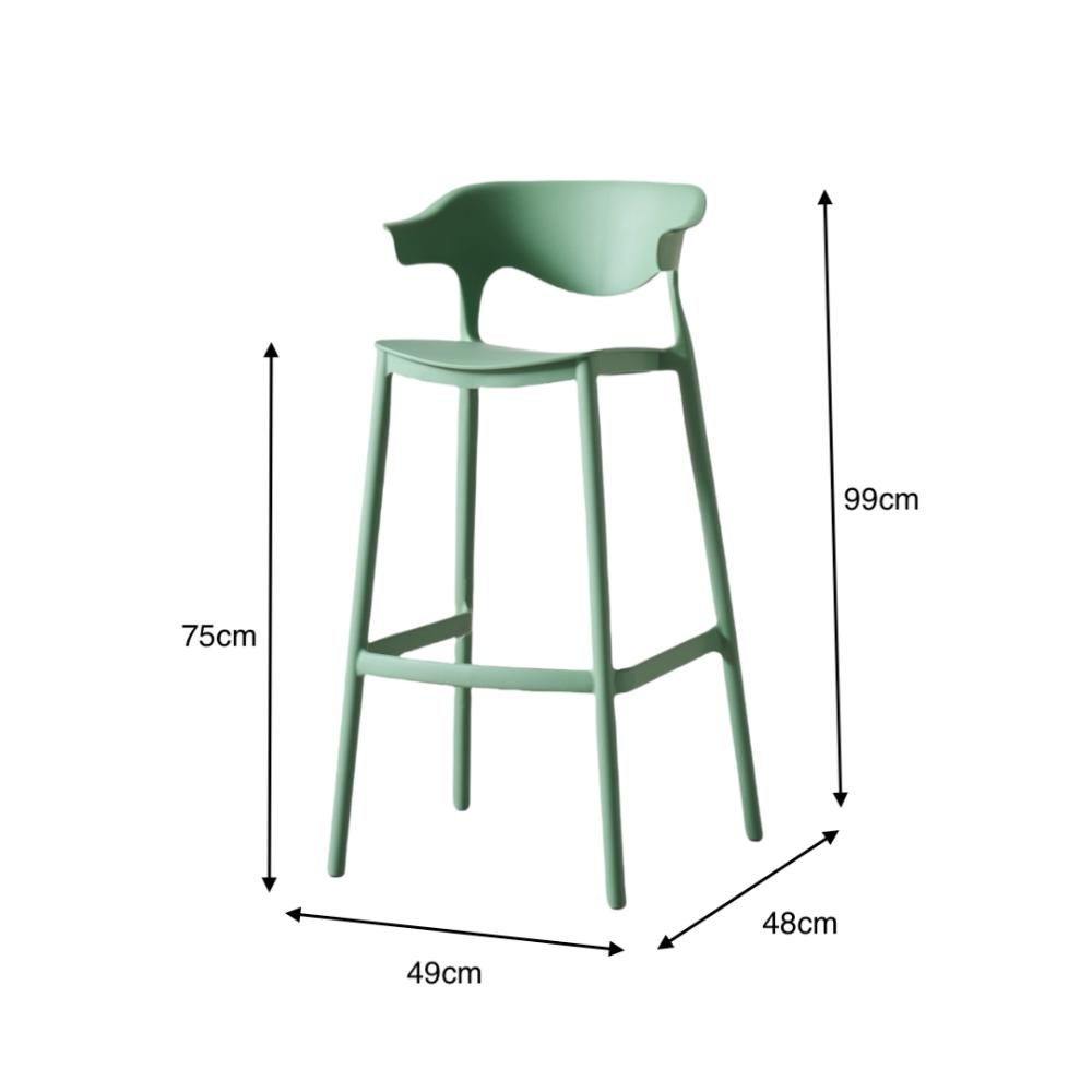 Silla para bar Elena verde oliva en polipropileno 99 cm - en ambiente