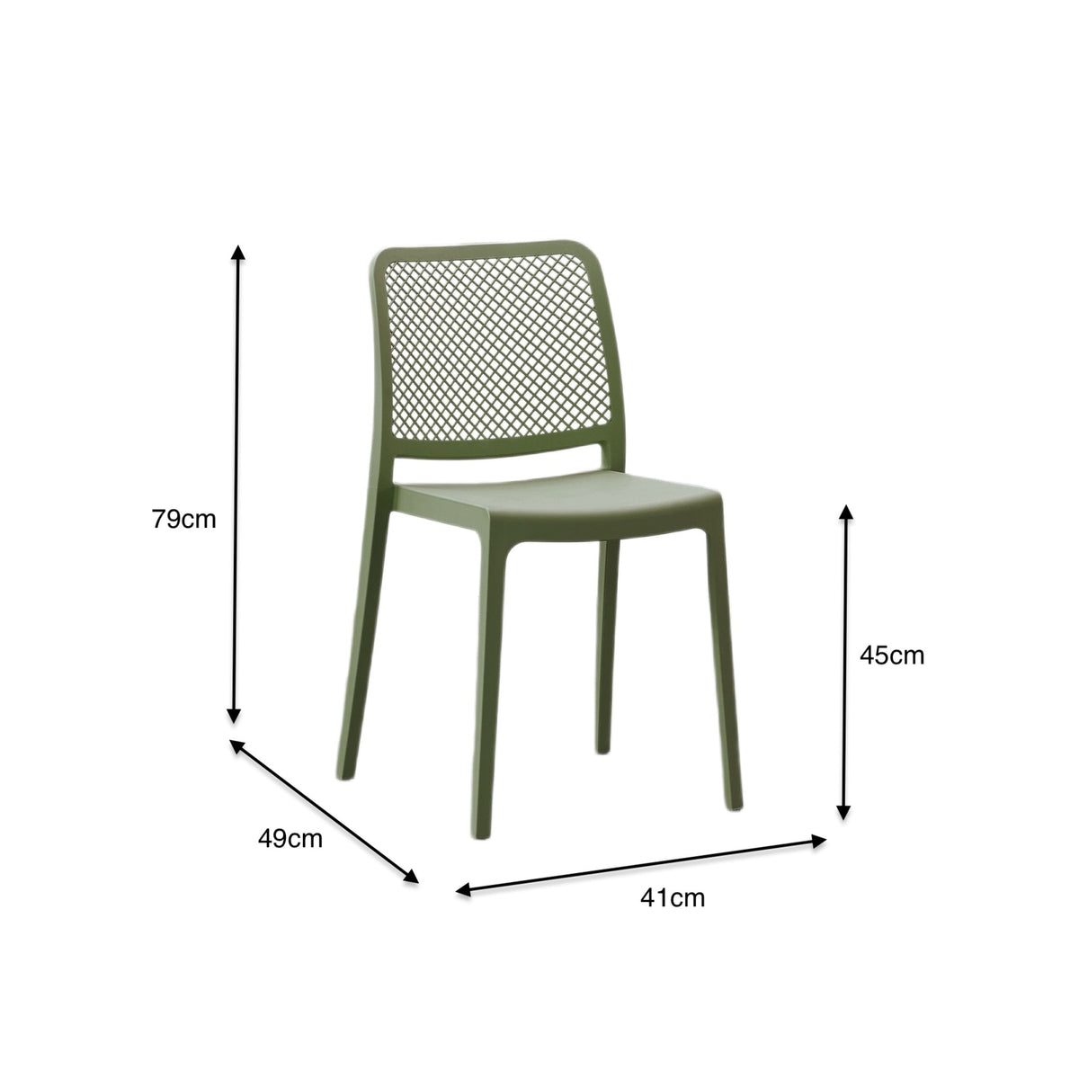 Silla Manhattan, Verde, con Espaldar en Rejilla y Diseño Minimalista