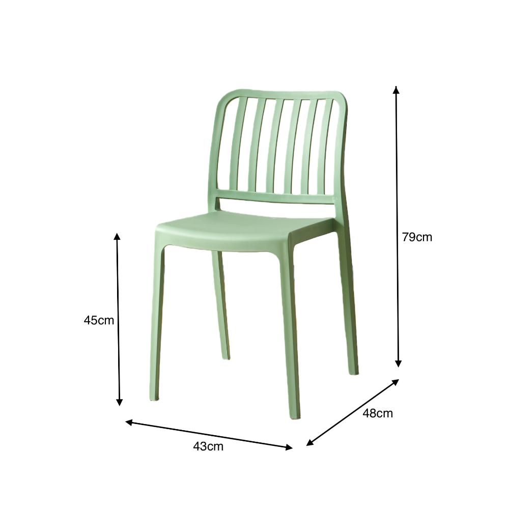 Set de 6 Sillas Brooklyn, Verde, con Espaldar en Rayas y Diseño Minimalista