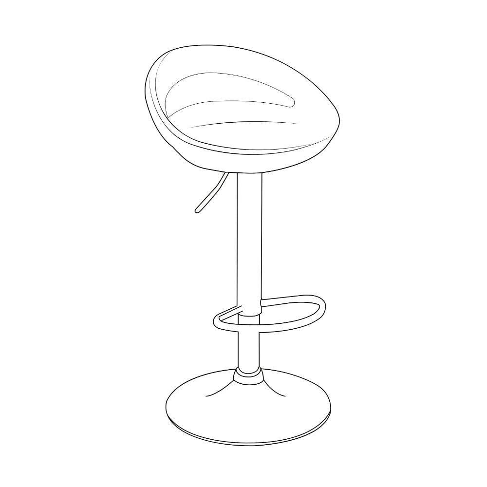 Set de 2 Sillas Bar Turón, Blanco, Base Metal Cromado