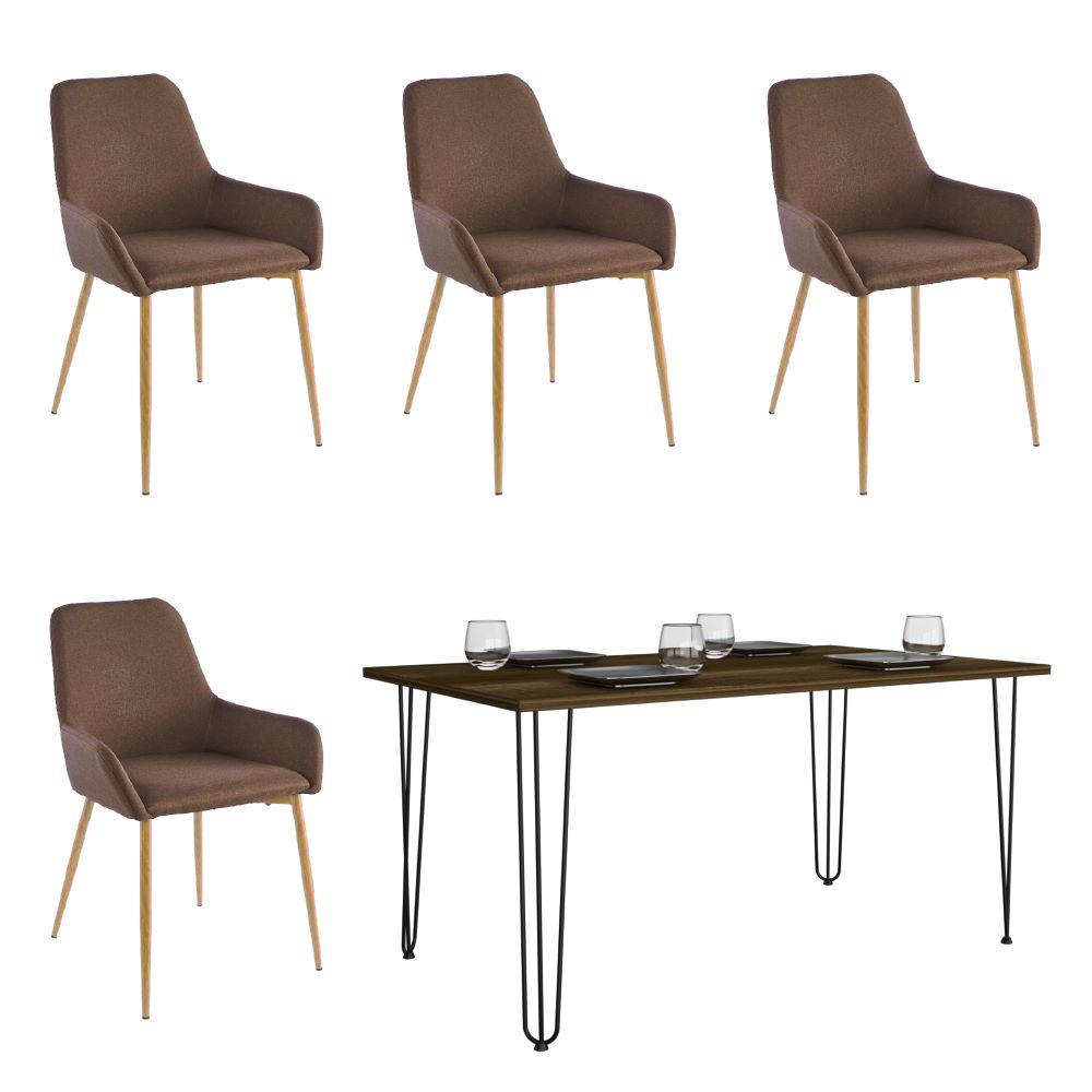 Comedor Dahlia Cobre Incluye Cuatro Sillas Chocolate.