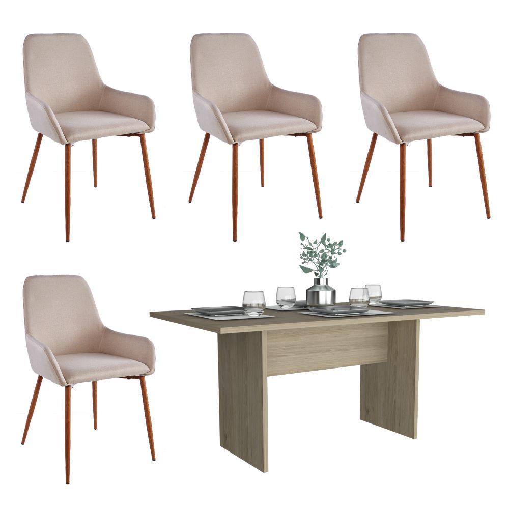 Comedor Kowa Beige Incluye Cuatro Sillas Café Claro.