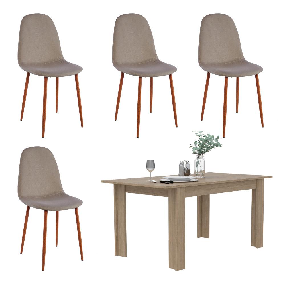 Comedor Nepeta Beige Incluye Cuatro Sillas Café Claro.