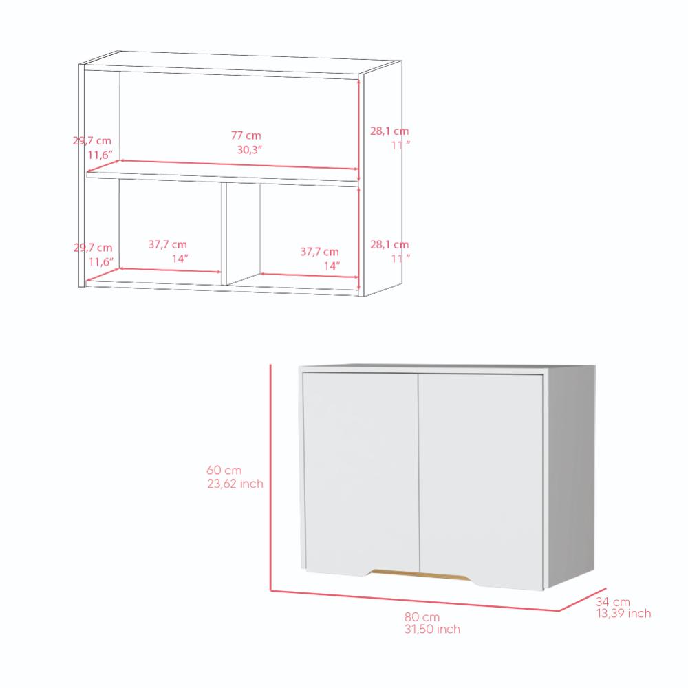Gabinete Superior Soler, Blanco y Macadamia, con dos puertas y facil instalación 80