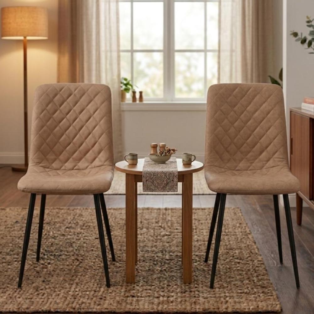 Set de 4 Sillas de Comedor Loretto, Café, con Espaldar y Diseño Moderno