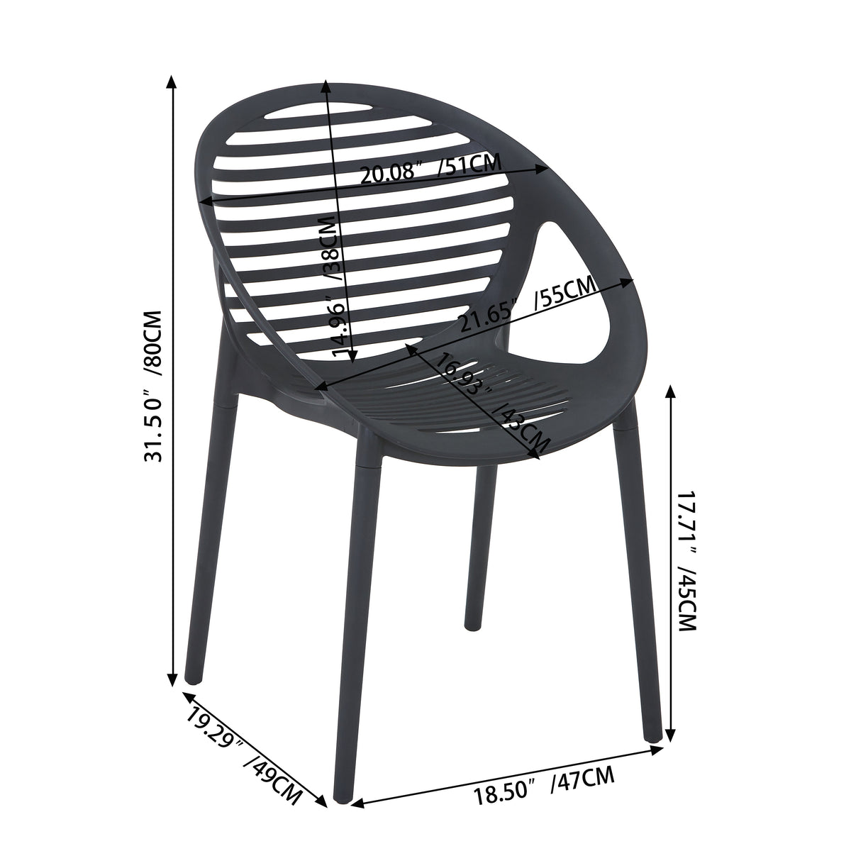 Set de 2 Sillas Tokio con Brazos, Color Negro, con Espaldar y Diseño Moderno