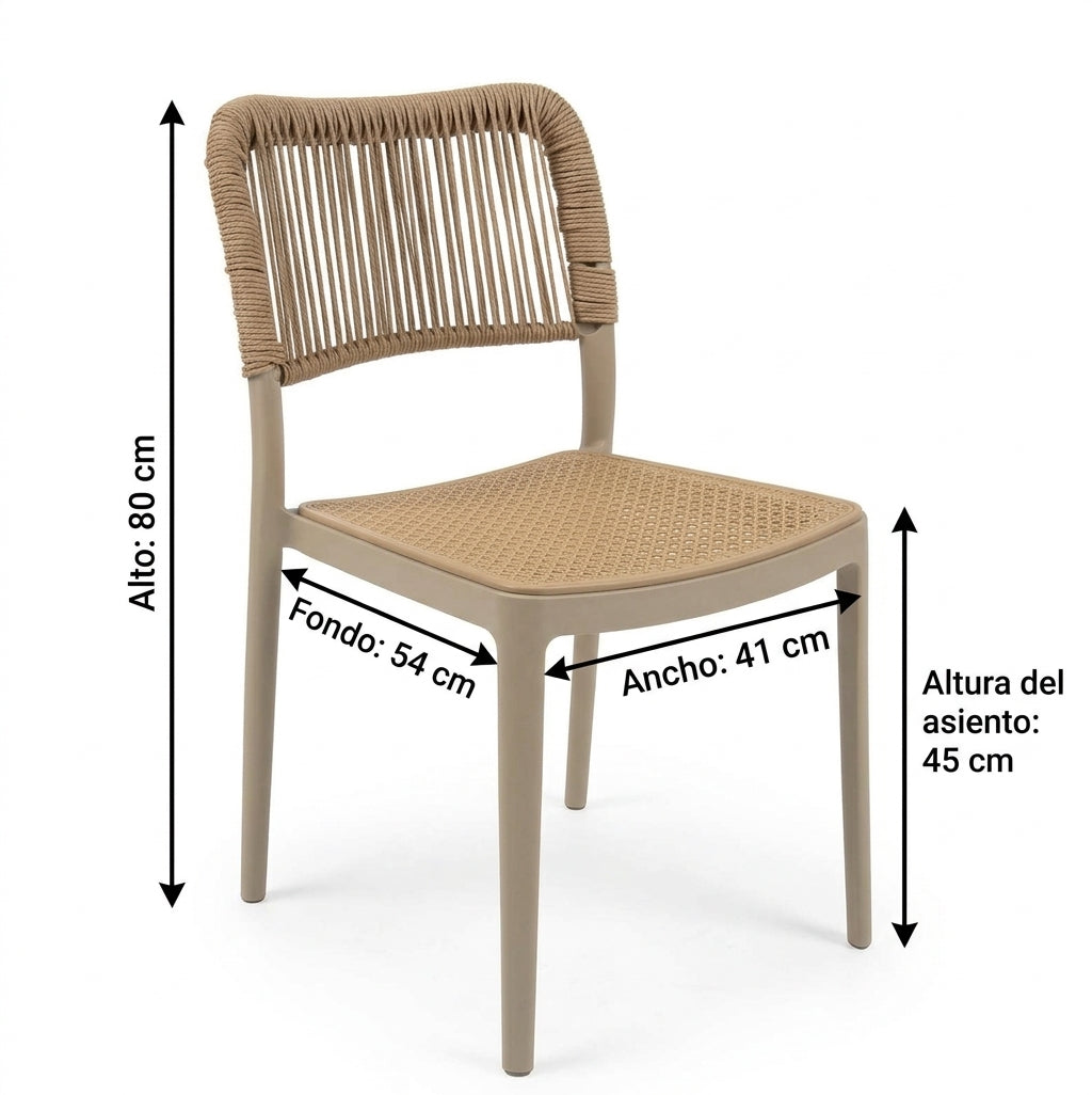 Set de 4 Sillas Austin, Color Taupe, con Espaldar Tejido