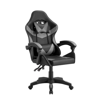 Combo gamer Fire escritorio con luz LED y silla gamer gris reclinable - vista frontal