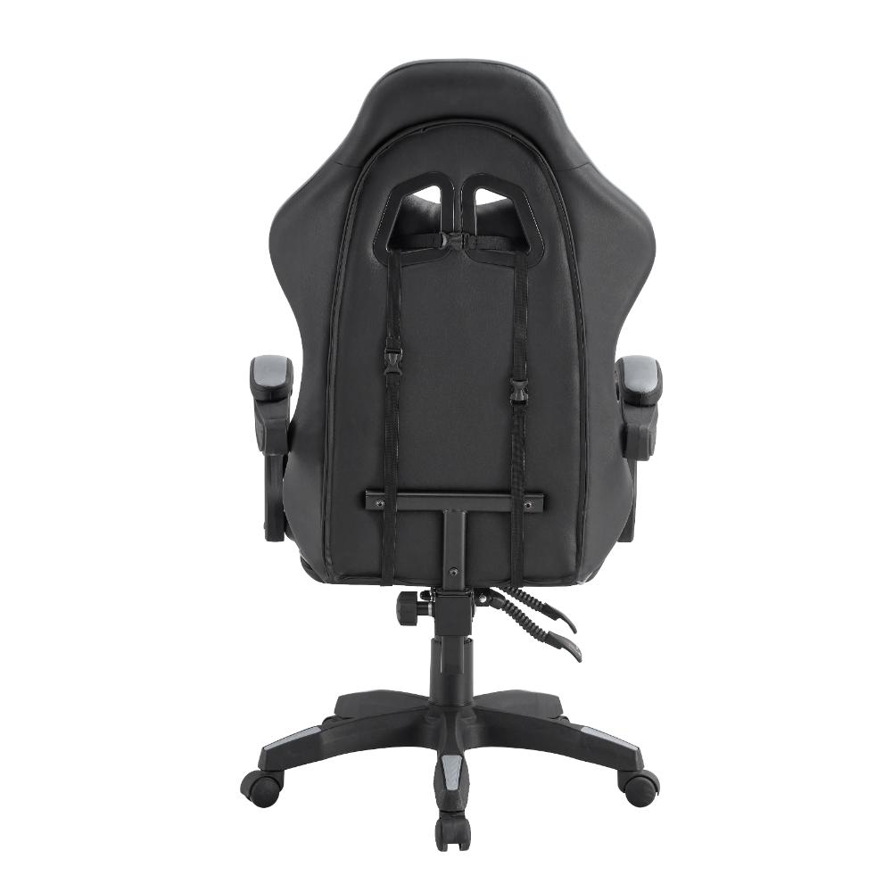 Combo gamer Fire escritorio con luz LED y silla gamer gris reclinable - vista lateral