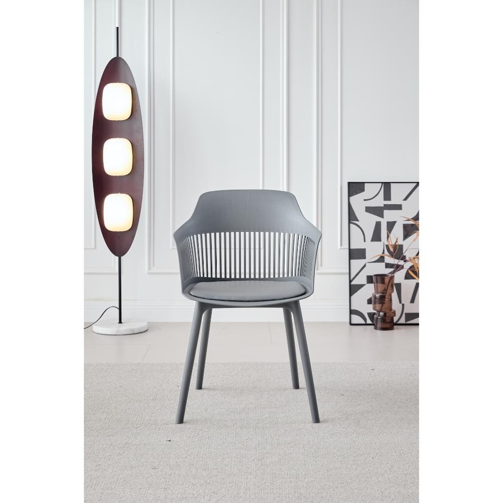 Silla con Cojín Max, Color Gris Oscuro, con Espaldar en Rejilla, vista frontal