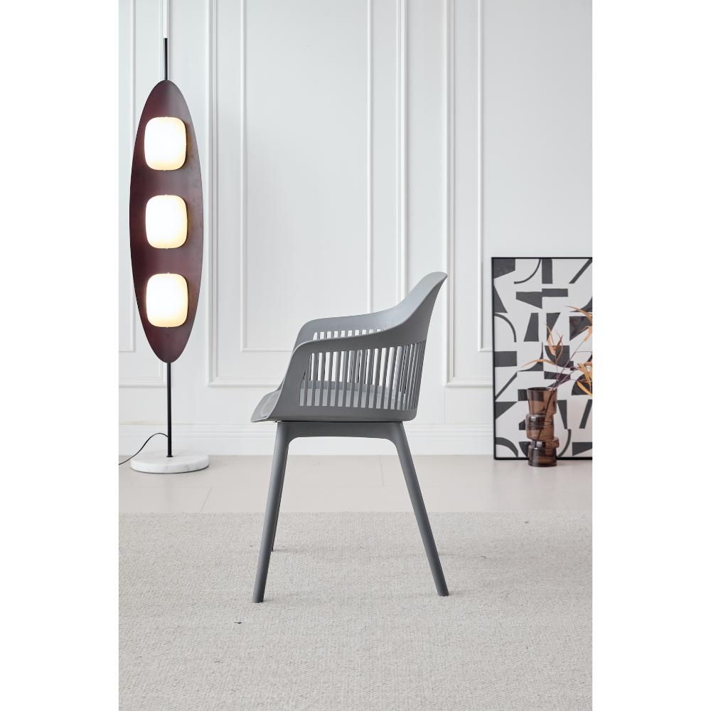 Silla con Cojín Max, Color Gris Oscuro, con Espaldar en Rejilla, vista lateral