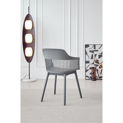 Silla con Cojín Max, Color Gris Oscuro, con Espaldar en Rejilla, vista posterior