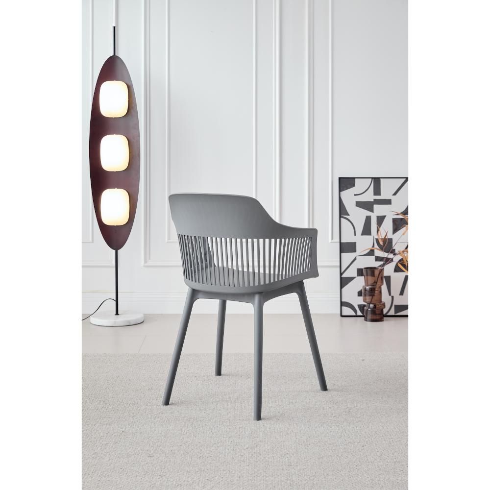 Silla con Cojín Max, Color Gris Oscuro, con Espaldar en Rejilla, vista posterior