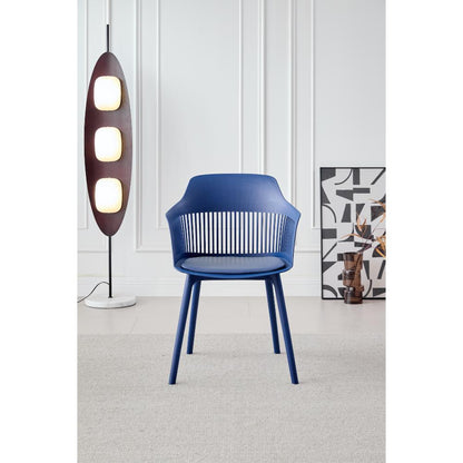 Silla con Cojín Max, Color Azul, con Espaldar en Rejilla, vista frontal