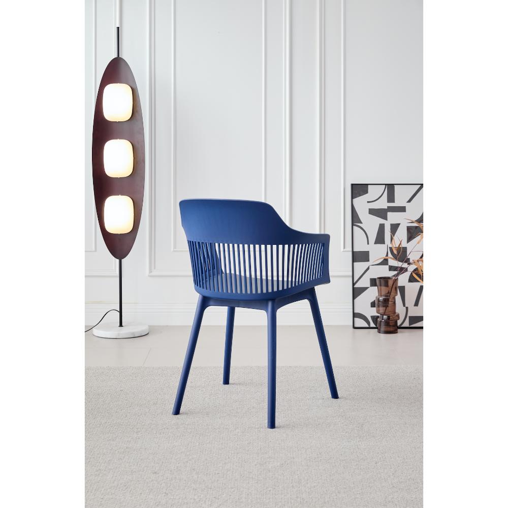 Silla con Cojín Max, Color Azul, con Espaldar en Rejilla, vista posterior