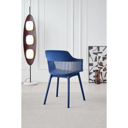 Silla con Cojín Max, Color Azul, con Espaldar en Rejilla, vista posterior
