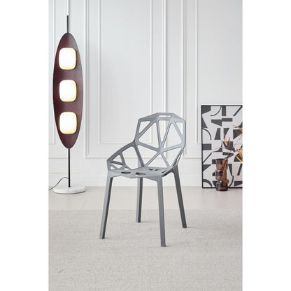 Set de 2 Sillas Roxy, Color Gris Oscuro, con Espaldar y Diseño Moderno, vista lateral