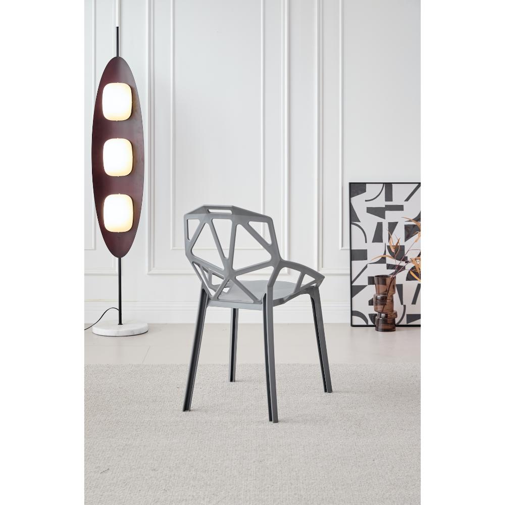 Set de 2 Sillas Roxy, Color Gris Oscuro, con Espaldar y Diseño Moderno, en ambiente
