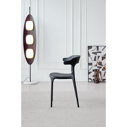 Silla Elena, Color Negro, con Espaldar y Diseño Moderno, vista lateral