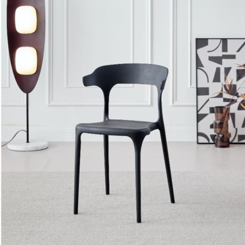 Silla Elena, Color Negro, con Espaldar y Diseño Moderno, vista frontal