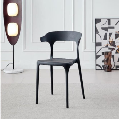 Silla Elena, Color Negro, con Espaldar y Diseño Moderno, vista frontal