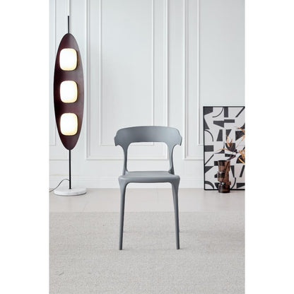 Silla Elena, Color Gris Oscuro, con Espaldar y Diseño Moderno, vista frontal