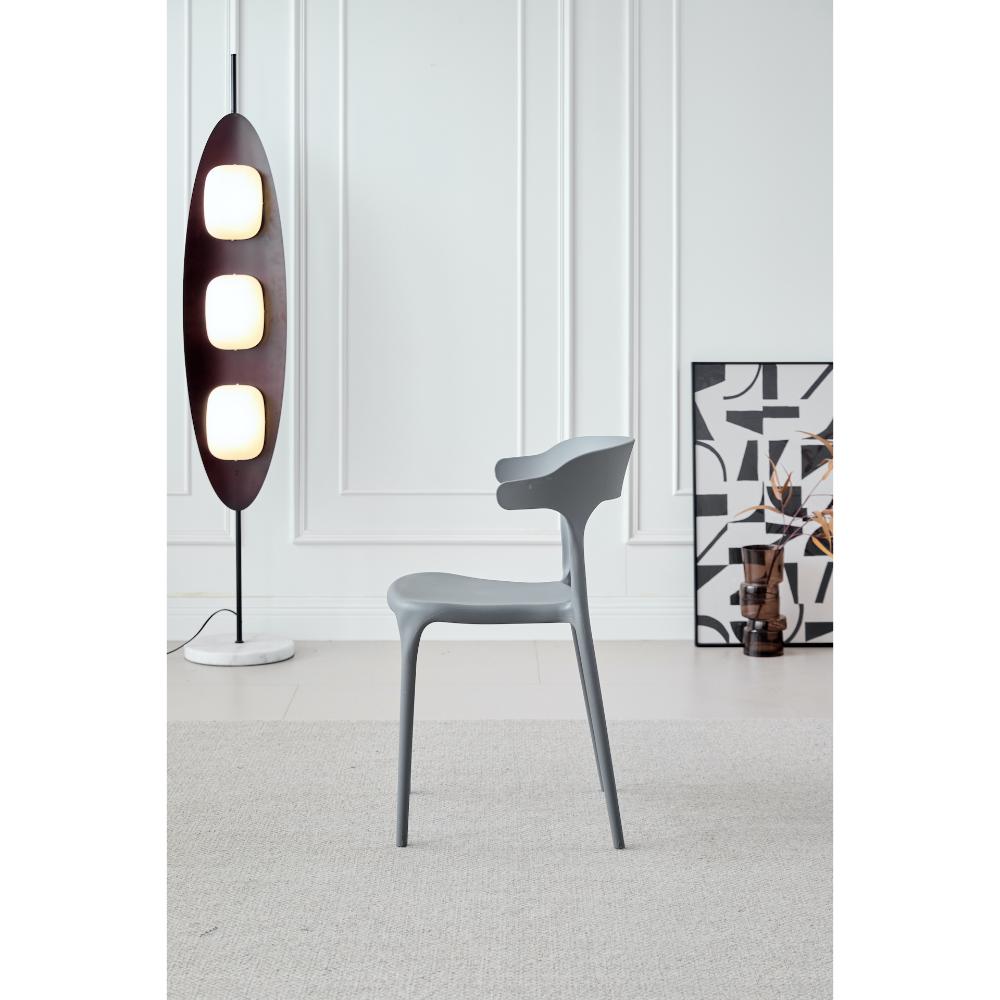 Set de 4 Sillas Elena, Color Gris Oscuro, con Espaldar y Diseño Moderno