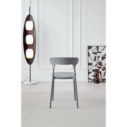 Silla Elena, Color Gris Oscuro, con Espaldar y Diseño Moderno, vista posterior