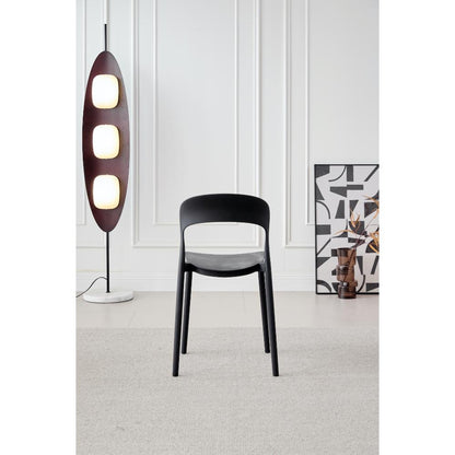 Silla Patrick negra en polipropileno con espaldar, detalle