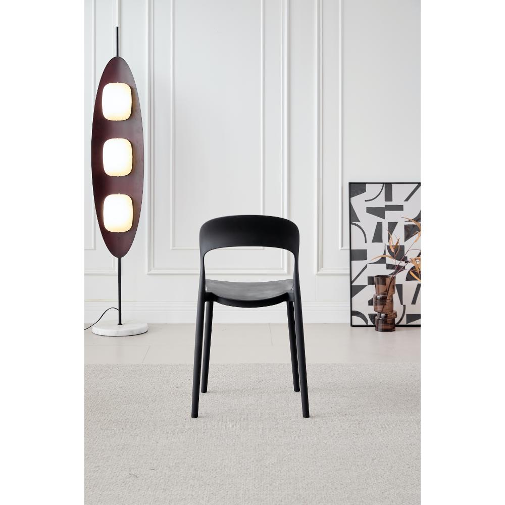 Silla Patrick negra en polipropileno con espaldar, detalle