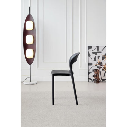 Silla Patrick negra en polipropileno con espaldar, vista posterior