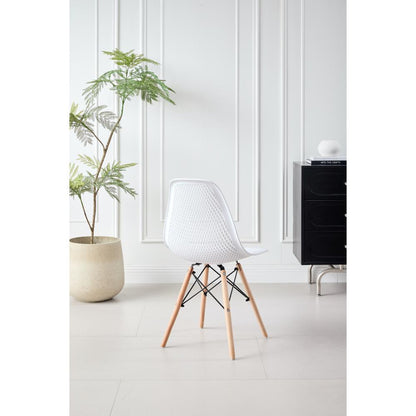 Set de 4 Sillas Aira, Color Blanco, con Espaldar y Patas en Madera