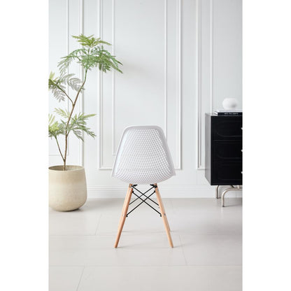 Set de 4 Sillas Aira, Color Blanco, con Espaldar y Patas en Madera
