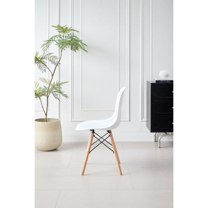 Set de 4 Sillas Aira, Color Blanco, con Espaldar y Patas en Madera