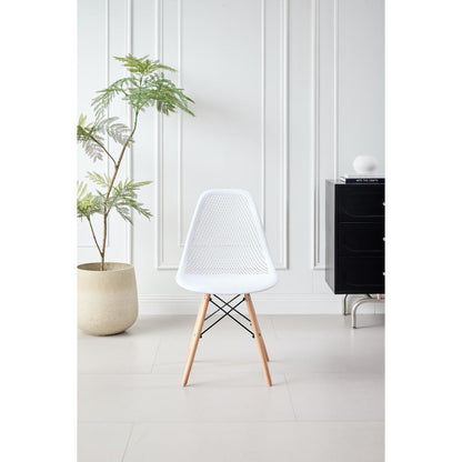Set de 2 Sillas Aira, Color Blanco, con Espaldar y Patas en Madera