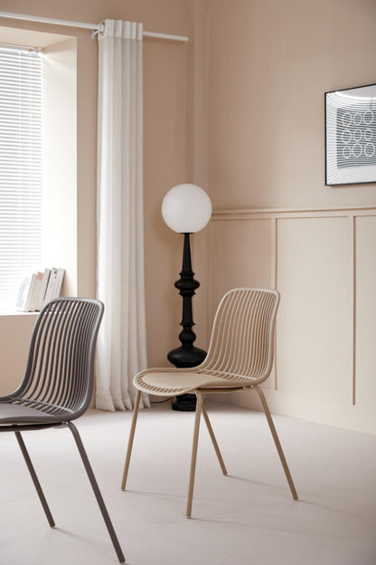Set de 2 Sillas Barcelona, Color Taupe, con Espaldar en Líneas Diseño Moderno