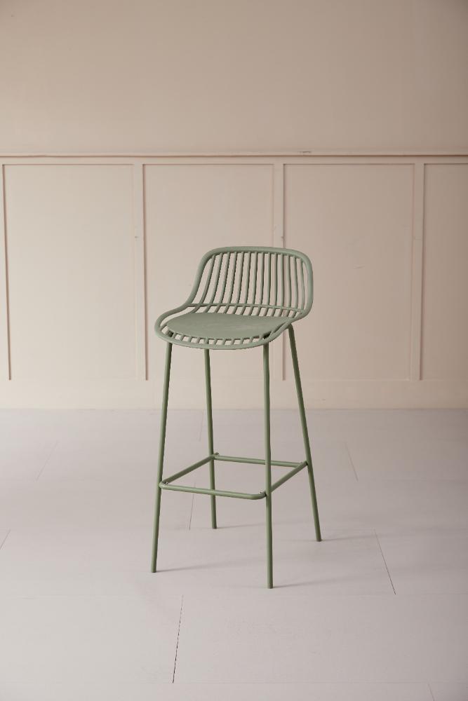 Set de 4 Butacos para Barra Tulum, Color Verde Olivo, Diseño Moderno, vista superior
