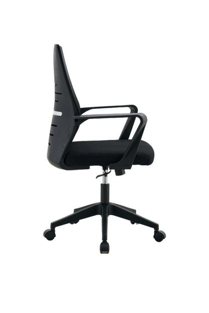 Silla de Escritorio Vertex, Negro, ergonómica con reposabrazos, vista posterior