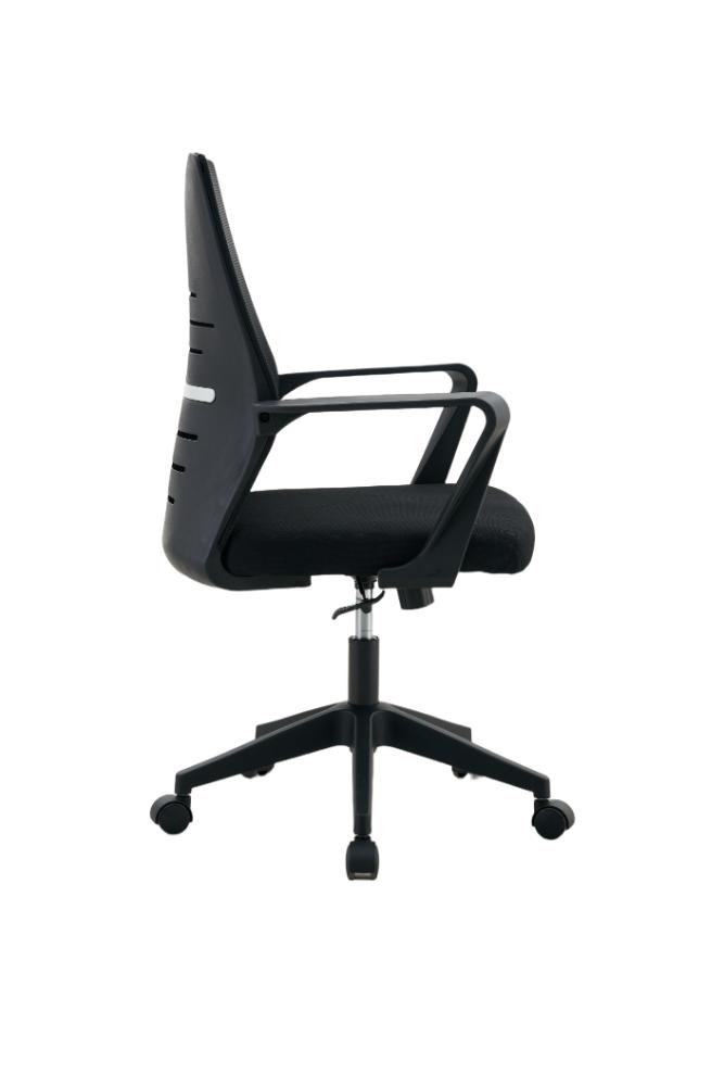 Silla de Escritorio Vertex, Negro, ergonómica con reposabrazos, vista posterior