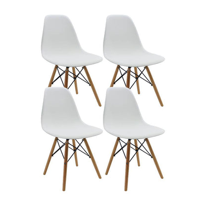 Juego de Comedor Lenas · 4 Sillas · Beige y Blanco
