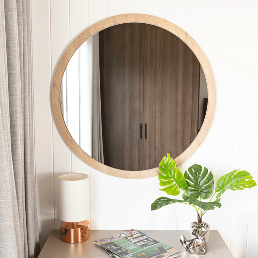 Espejo circular Ary 80 con marco de madera – Reflekta