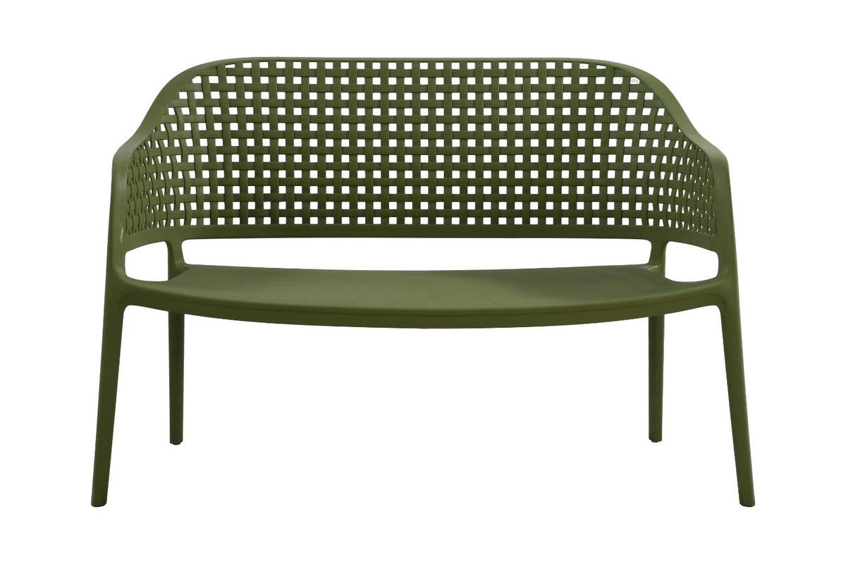 Juego de sala exterior Amalfi verde olivo: mesa de centro, 2 sillas y banco – vista 7